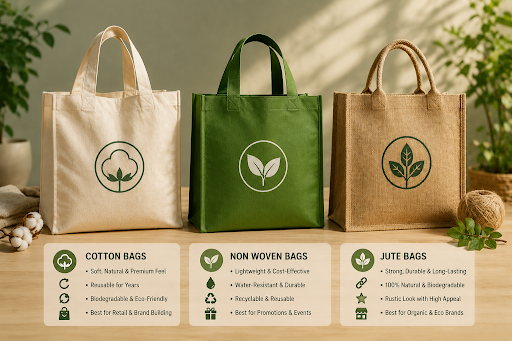 Cotton vs Non Woven vs Jute Bags