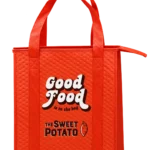 Red Sweet Potato non-woven thermal shopping bag with handles and a side zip