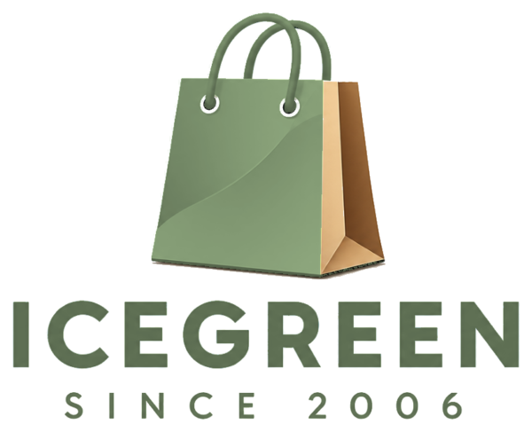 Icegreen reusable bags logo, since 2006